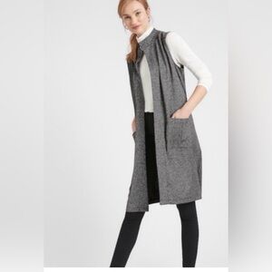 Long woven vest sleeveless belted coat women’s small